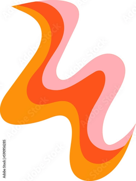 Fototapeta Inflame Orange Retro Wavy Psychedelic Element Illustration Set