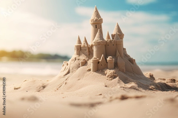 Fototapeta Tło na piasku plażowego stworzone z generatywnej technologii AI