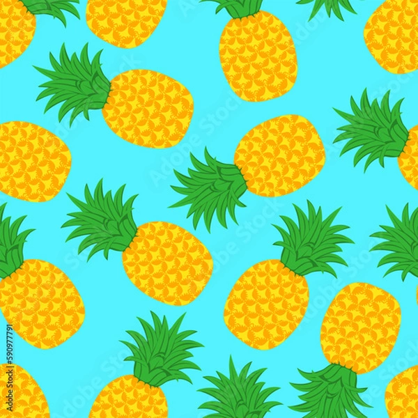 Obraz Pineapple Background BG Pattern Seamless Tropical Fruit Summer Wallpaper