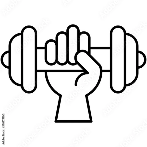 Fototapeta dumbbell icon, line icon style, barbell hand lifting symbol vector stock.