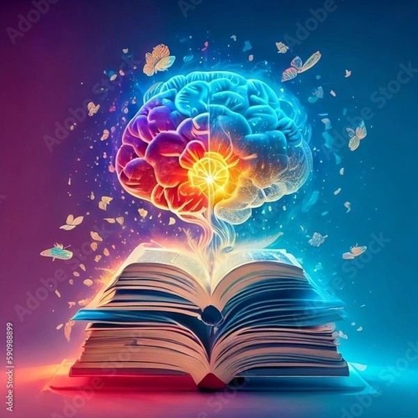 Fototapeta Ilustracja kolab, inteligencja nauka, magia, mózg