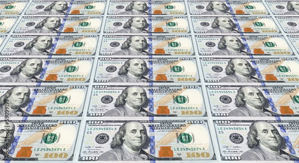 Obraz Several of the Newly Designed U.S. One Hundred Dollar Bills.