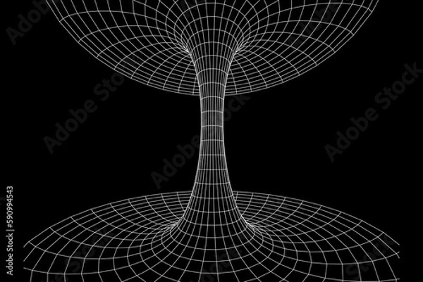 Obraz Wormhole tunnel mesh objects wireframe vector