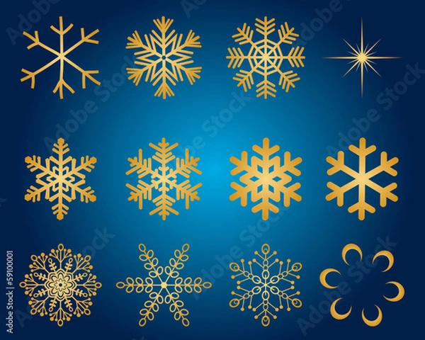 Obraz Snowflakes Set - Śnieżynki
