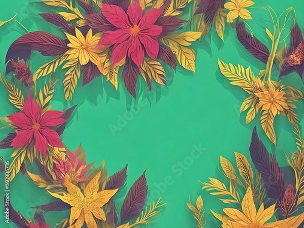 Obraz Lato, wzór kwiaty kartka, tło, ciepłe kolory