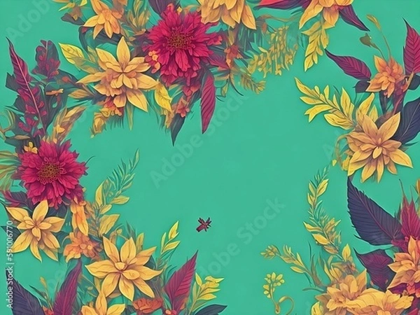 Fototapeta Lato, wzór kwiaty kartka, tło, ciepłe kolory