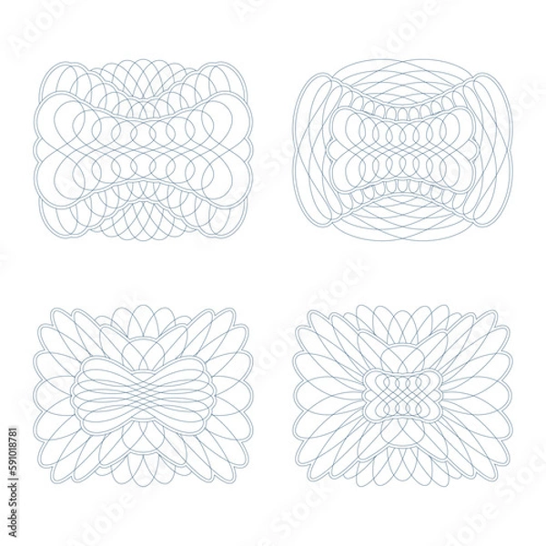 Obraz Set of decorative rosettes on a white background.