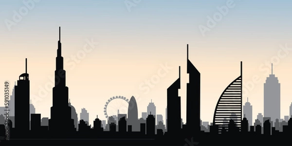 Obraz Set dubai city skyline silhouette. Vector illustration	

