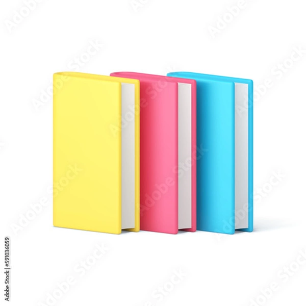 Fototapeta Book stack paper literature educational reading study information heap 3d icon realistic vector