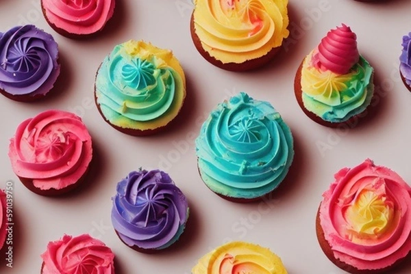 Obraz Cupcakes, Cupcake, Cup Cakes, Cupcakes, Birthday, Frosted, Sprinkles, Colorful Seamless Repeating Repeatable Texture Pattern Tiled Tessellation Background Image