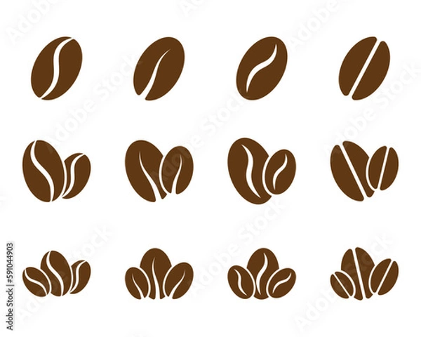 Fototapeta coffee vector icon, coffee bean, plant with several options and editable