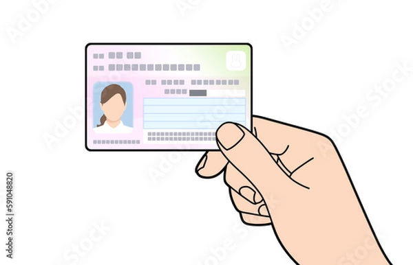 Fototapeta マイナンバーカードを持つ手のイラスト 