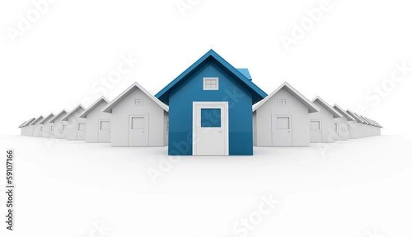 Fototapeta Blue house icon concept rendered