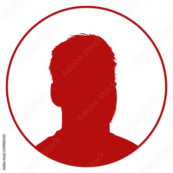 Fototapeta Silhouette of the Portrait of the Man or Guy for Profile Picture, Apps, Website or Graphic Design Element. Format PNG