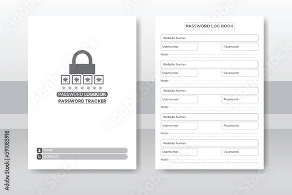Obraz Password Log Book Template Set. Password Tracker Template. Password Tracker Logbook