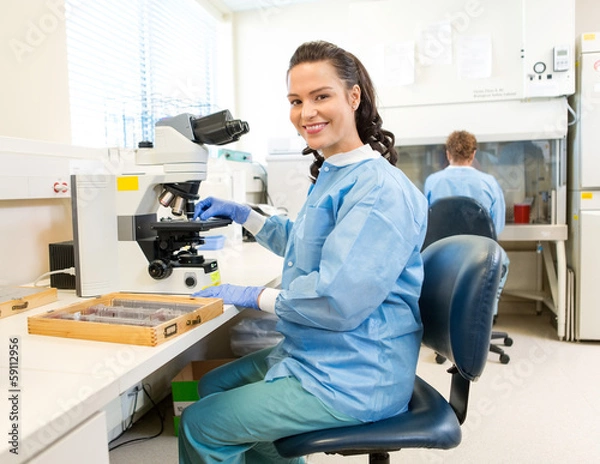 Fototapeta Female Researcher Working In Laboratory
