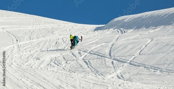 Obraz skiing in the mountains