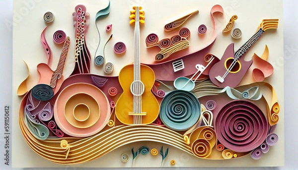 Fototapeta World music day background illustration. Generative AI.