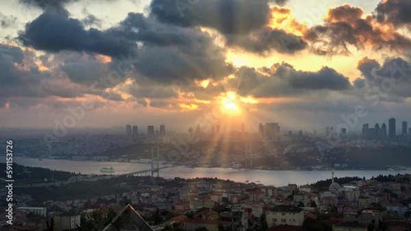 Obraz a view from istanbul bosphorus bridge