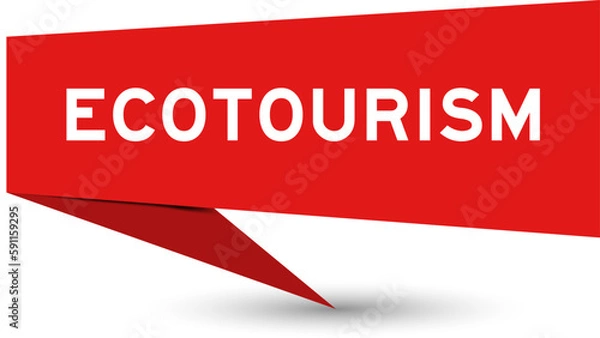 Fototapeta Red color speech banner with word ecotourism on white background