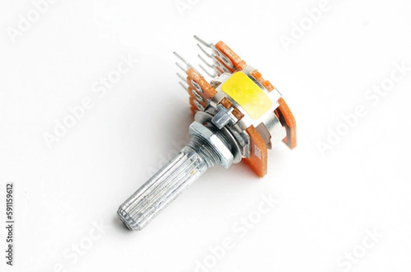 Fototapeta Variable resistor, potentiometer on white background