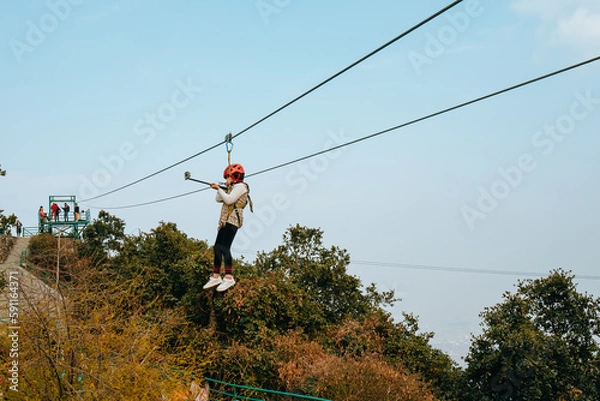 Obraz Zipline Adventure in Chandragiri Hills