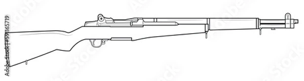 Obraz Vector illustration of the M1 Garand rifle on the white background. Right side.