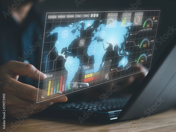 Obraz The concept of business has evolved to include a global network of companies and individuals connected by technology and a shared goal for success.