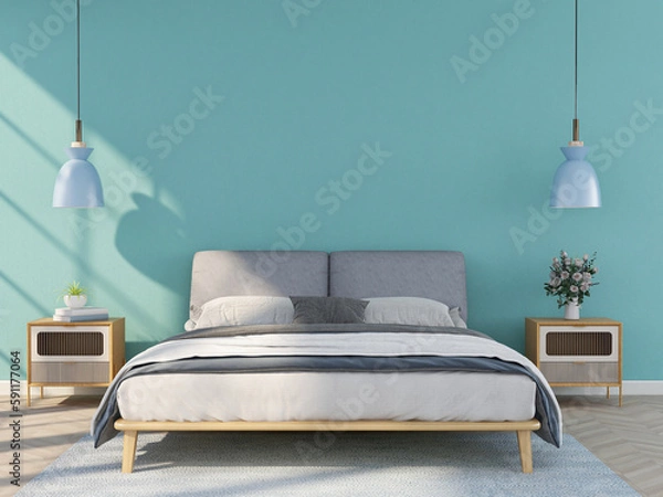 Obraz interior modern bedroom, Minimalism. 3d render