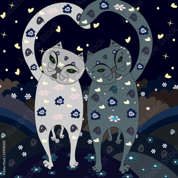 Obraz Stylish love cats go together