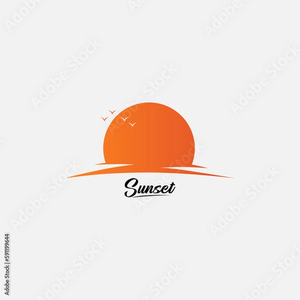 Obraz sunset logo icon ilustration flat design isolated on white background