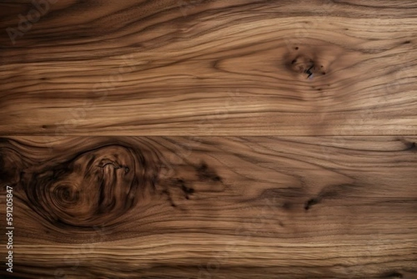 Fototapeta Walnut Wood Plank Texture - Abstract Wooden Background Wallpaper - generative ai