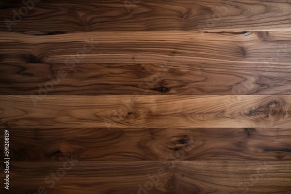 Fototapeta Walnut Wood Plank Texture - Abstract Wooden Background Wallpaper - generative ai