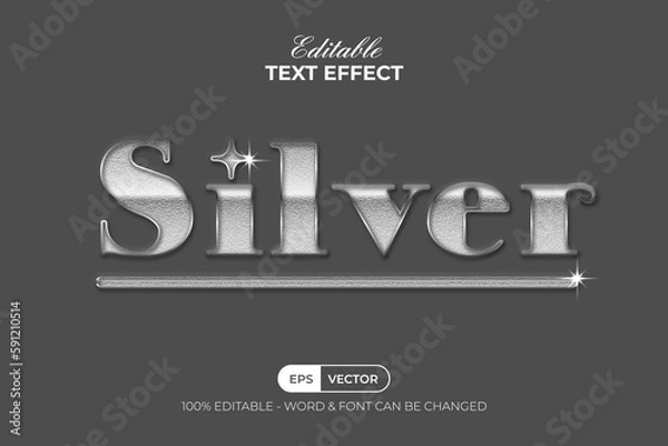 Fototapeta Silver Text Effect Shiny Style.