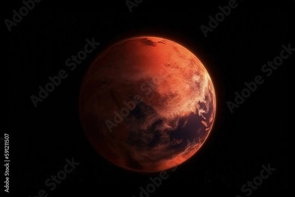 Fototapeta Reddish earth planet illustration, concept of global warming, post apocalyptic. Generative AI