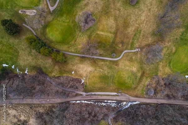 Obraz aerial shot of golf ground