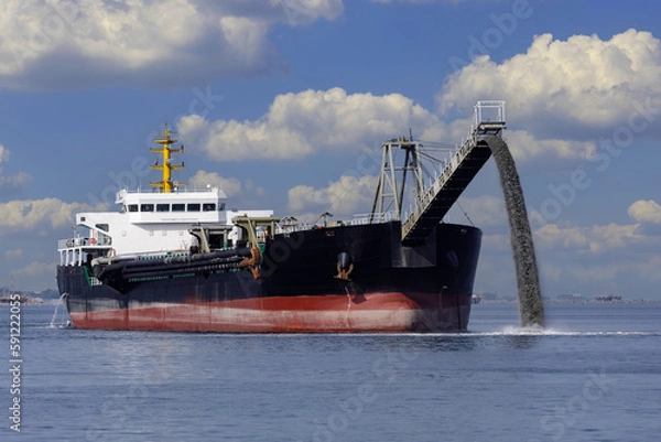 Fototapeta Dredging and commical excavation of Manila Bay