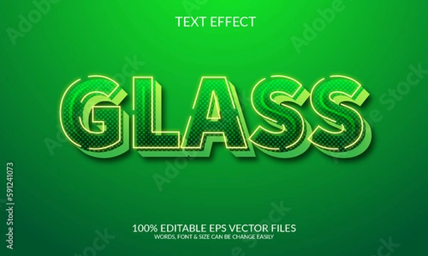 Fototapeta Glass 3D Fully Editable Vector Text Effect 