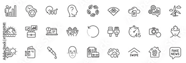 Fototapeta Icons pack as Vacancy, Fair trade and Chemistry pipette line icons for app include Fingerprint access, Time management, Recovery data outline thin icon web set. Fake news, Psychology. Vector