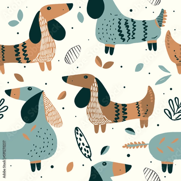 Obraz seamless pattern with dogs/dachshunds