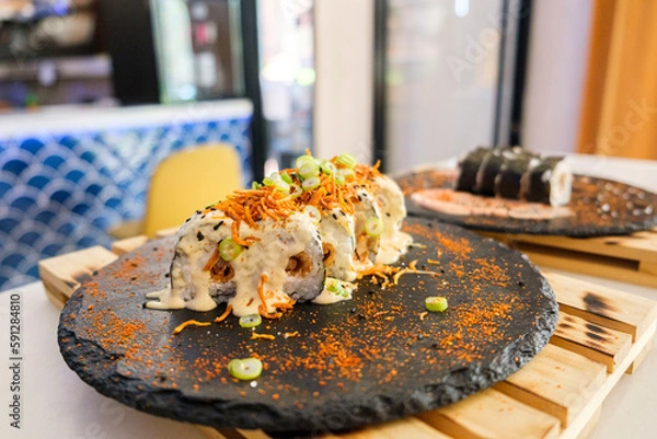 Obraz piezas de makki comida asiatica