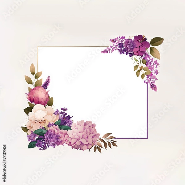 Obraz Card with flower frame, Generative AI