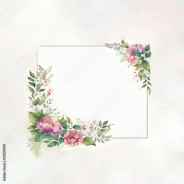 Obraz Card with flower frame, Generative AI