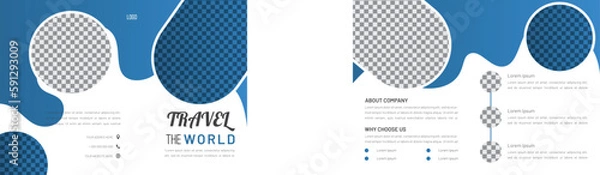 Fototapeta Bifold 4 Page Modern Travel Brochure Template, Creative Travel Package Sale Design Template