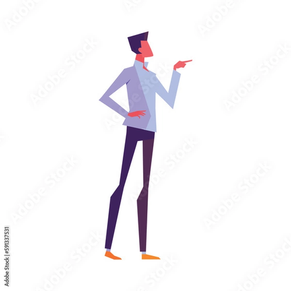 Fototapeta Successful man in suit pointing