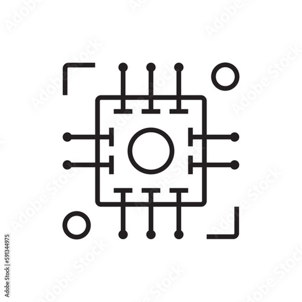 Obraz Technology Business and office icon with black outline style. symbol, network, digital, chip, data, graphic, information. Vector illustration