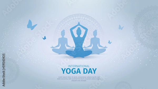 Obraz International Yoga day 21 june web banner design. Vector illustration