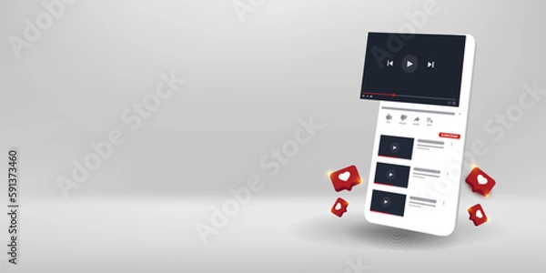 Obraz Creative concept in boosting video on social media Premium vector.	