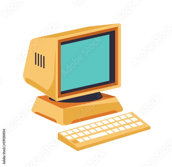 Obraz Retro old school gadget, computer with screen