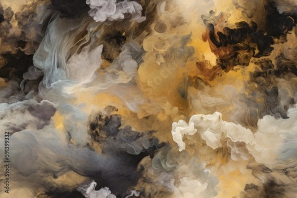 Obraz Gold and Silver Exploding Clouds of Color Underwater Oil Colors Seamless Repeating Repeatable Texture Pattern Tiled Tessellation Background Image